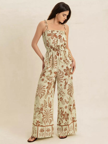 Tie Strap Wide Leg Jumpsuit-Nordavory