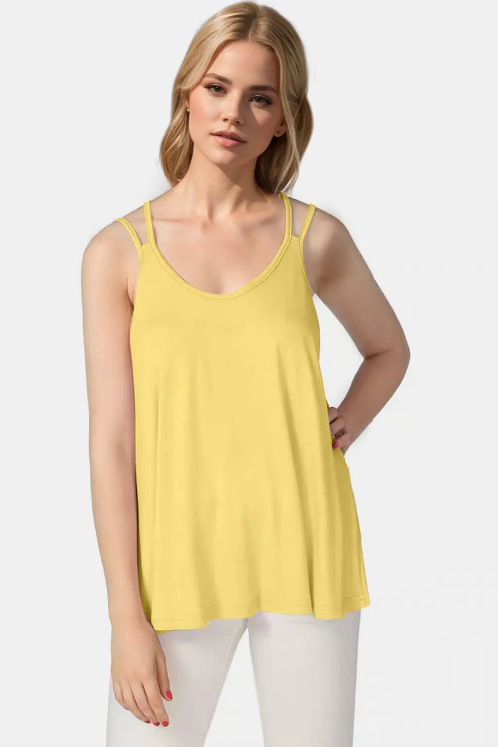 Basic Bae Bamboo Scoop Neck Double Spaghetti Straps Cami-Nordavory