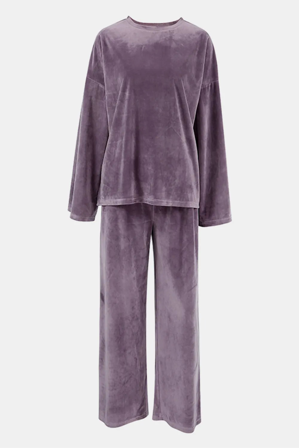 Buttery-Soft Round Neck Long Sleeve Top and Drawstring Pants Set-Nordavory