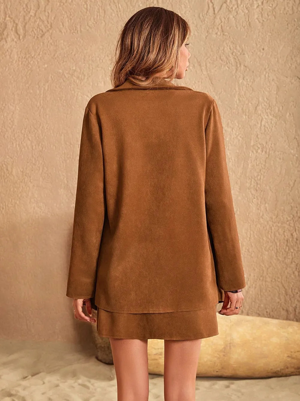 Button Up Collared Neck Jacket and Skirt Set-Nordavory