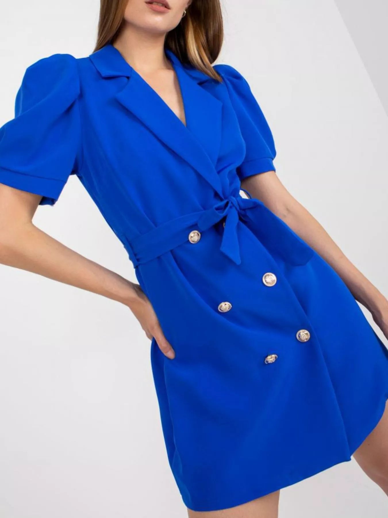Blazer Style Tie Waist Mini Dress-Nordavory
