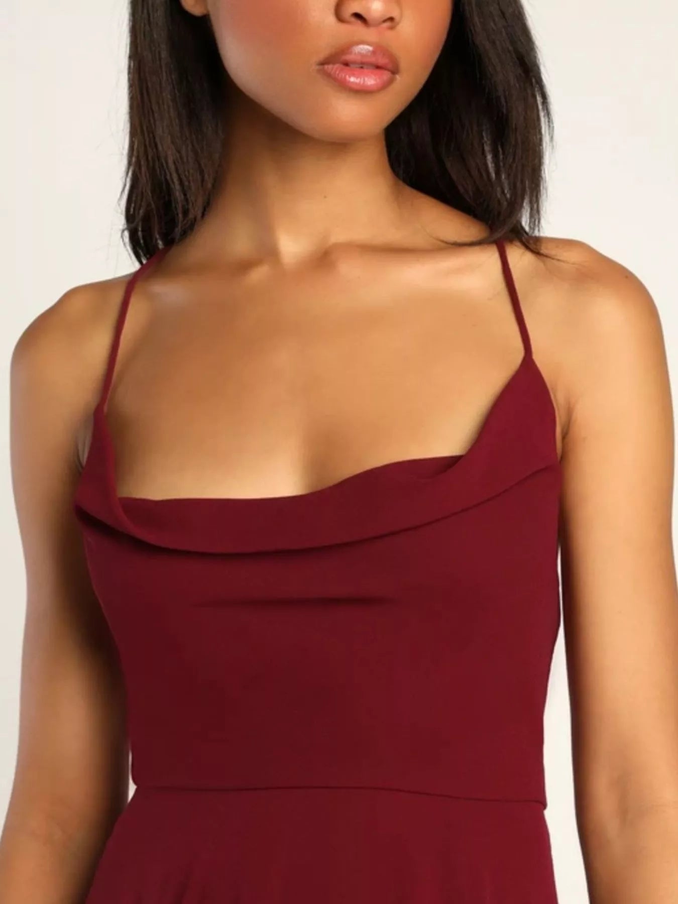 Slit Cowl Neck Maxi Dress-Nordavory