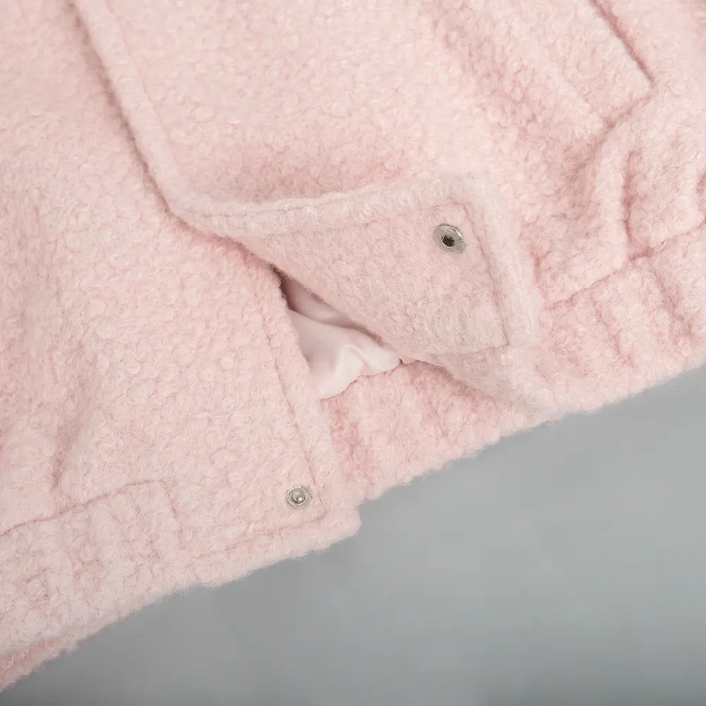 Double Take Plush Mock Neck Snap Down Jacket with Pockets-Nordavory