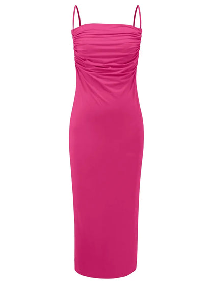 Backless Cowl Neck Sleeveless Cami Dress-Nordavory