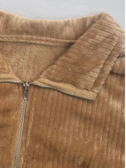 Perfee Pocketed Zip Up Collared Neck Long Sleeve Jacket-Nordavory
