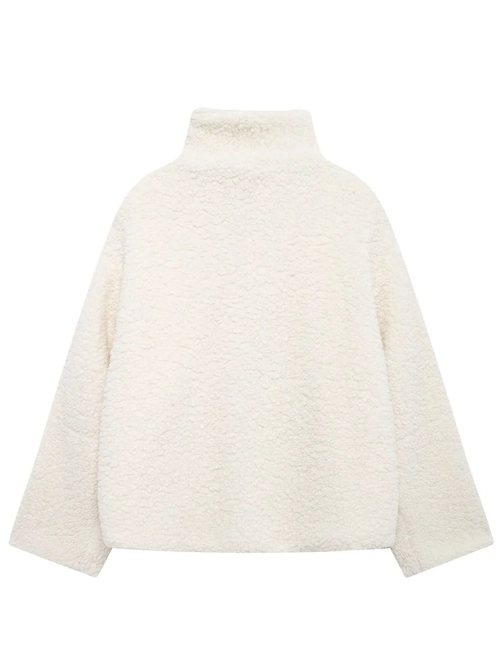 Zip Up Turtleneck Long Sleeve Plush Jacket-Nordavory