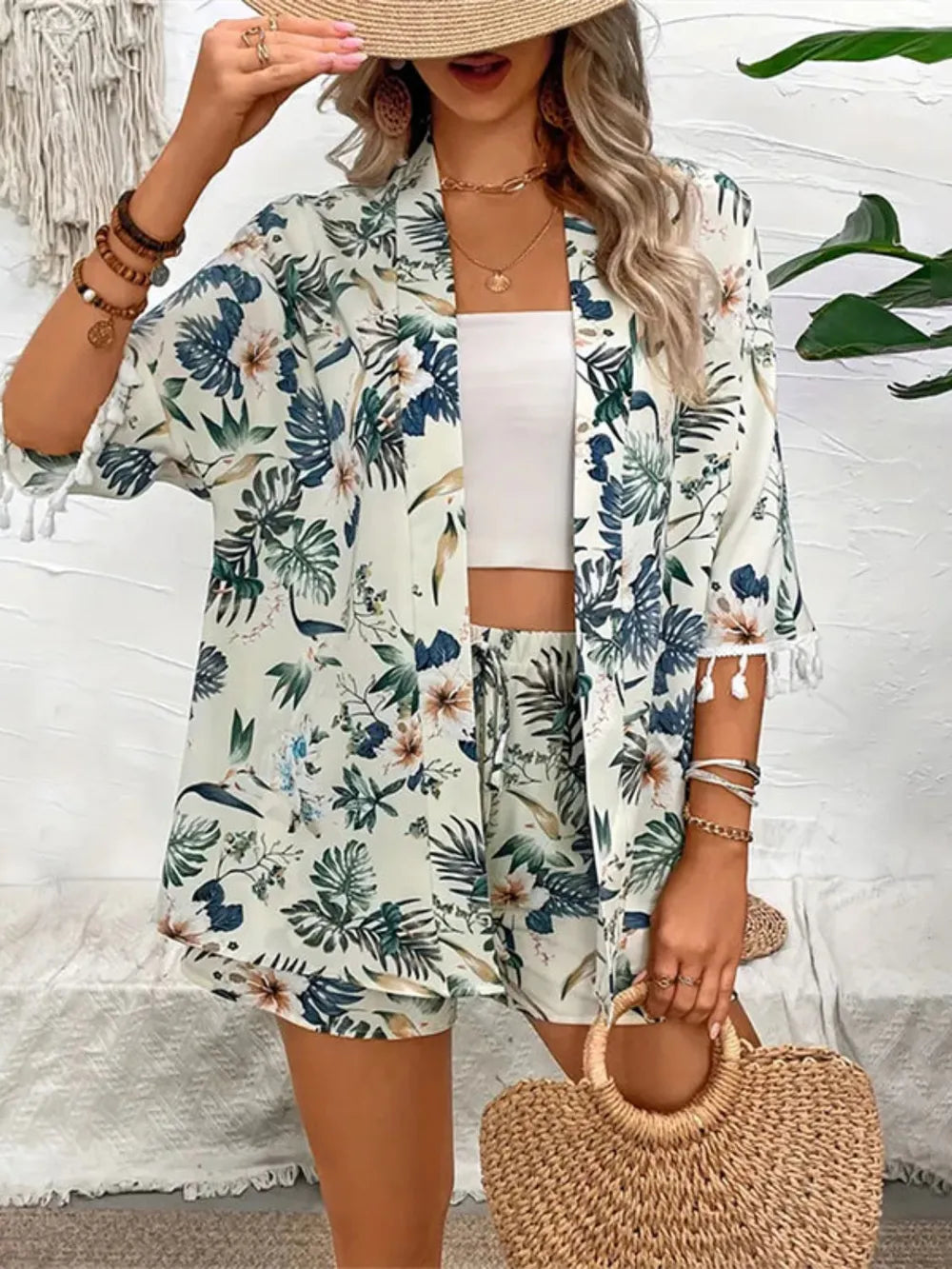 Printed Half Sleeve Top and Shorts Set-Nordavory