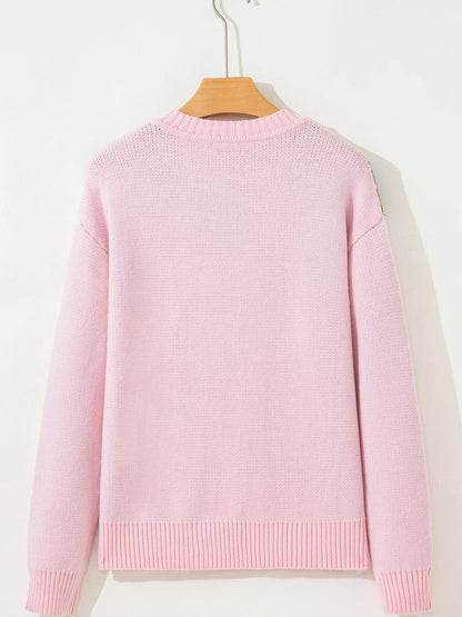 Christmas Ginger Bread Man Round Neck Casual Sweater-Nordavory