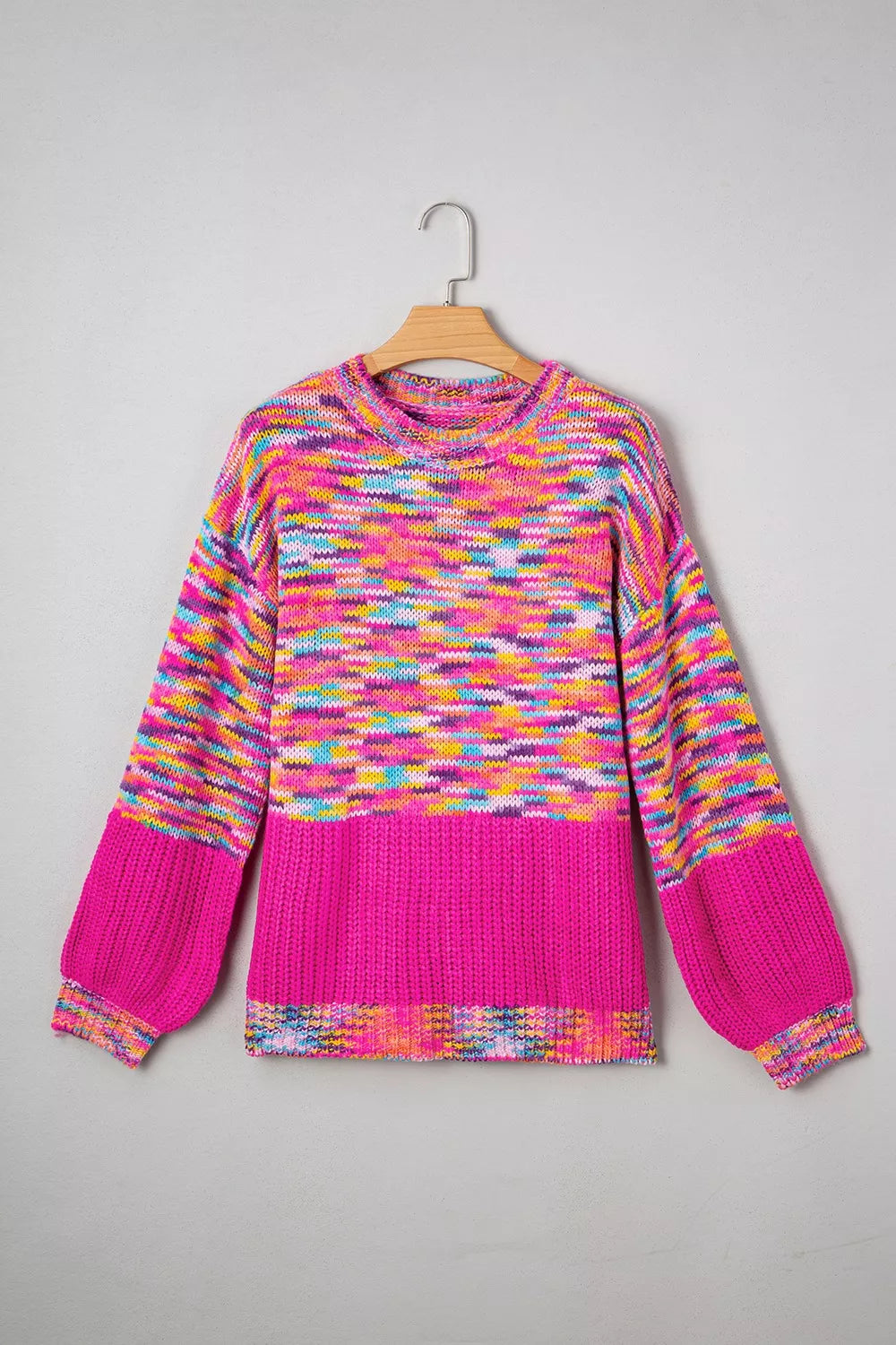 Colorful Knit Crew Neck Sweater-Nordavory