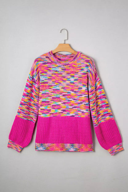 Colorful Knit Crew Neck Sweater-Nordavory