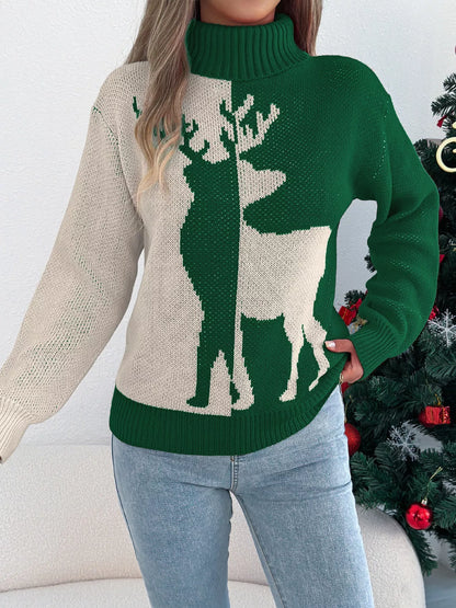 Christmas Reindeer Turtleneck Sweater-Nordavory