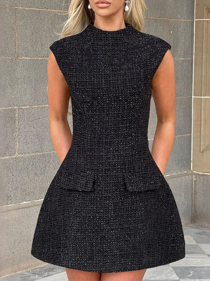 Cutout Back Round Neck Cap Sleeve Mini Dress-Nordavory