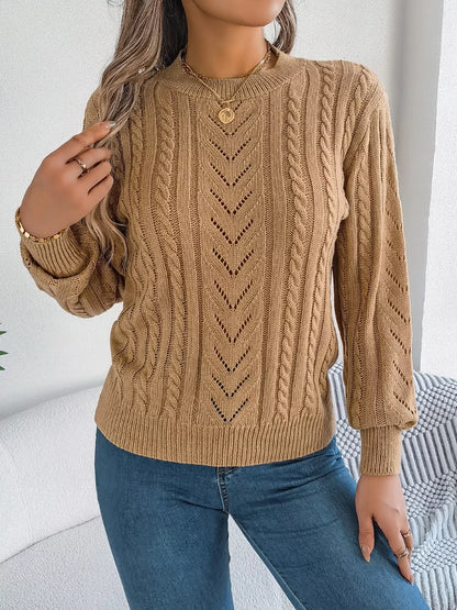 Cable-Knit Round Neck Sweater-Nordavory