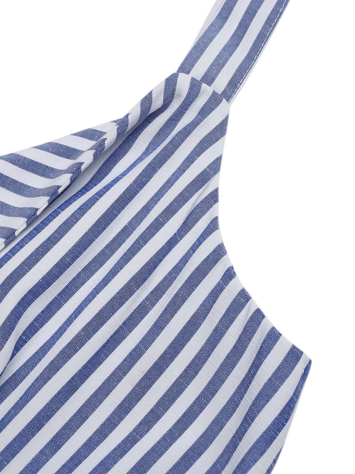 Striped Cutout Knot Front Wide Leg Jumpsuit-Nordavory