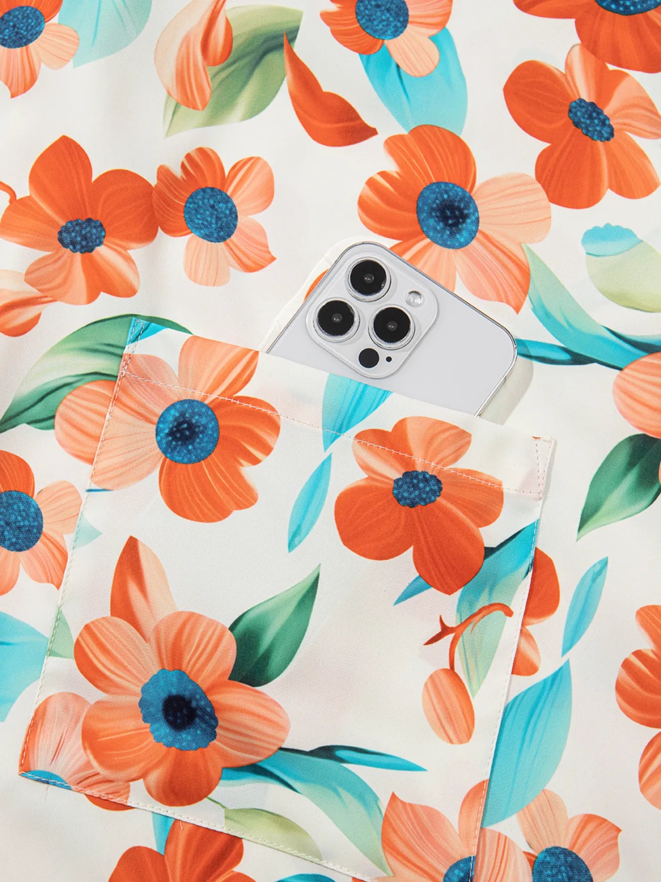 Contrast Trim Floral Split Neck Puff Short Sleeve Tiered Mini Dress-Nordavory