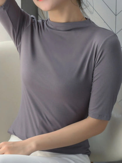 Solid Color Short Sleeve T-Shirt-Nordavory