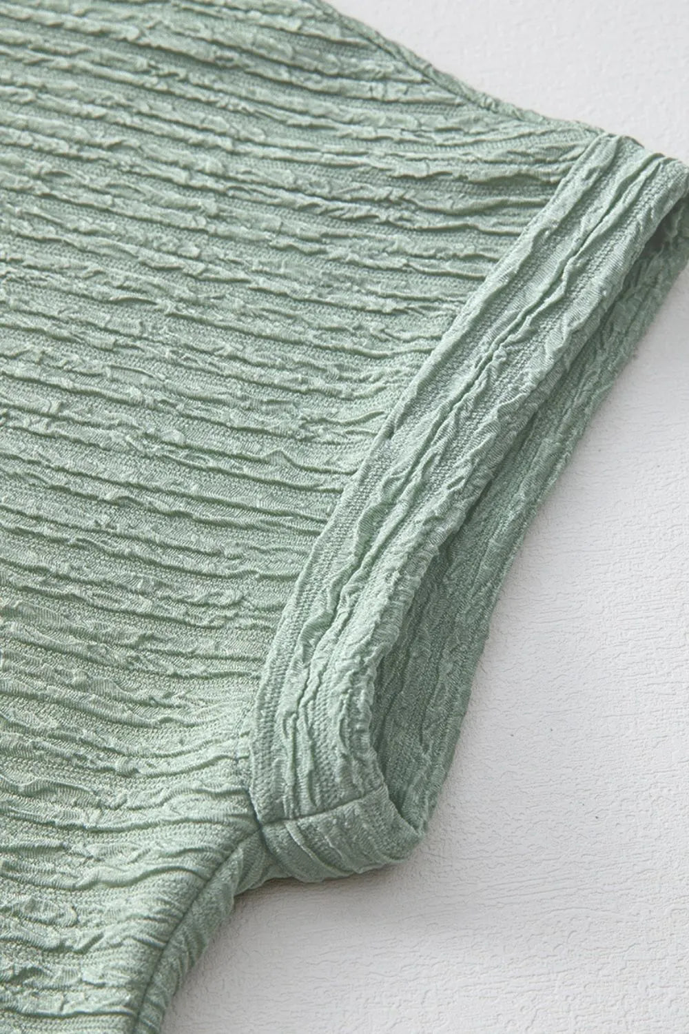 Solid Color Textured Crinkle Short Sleeve T Shirt Dress-Nordavory