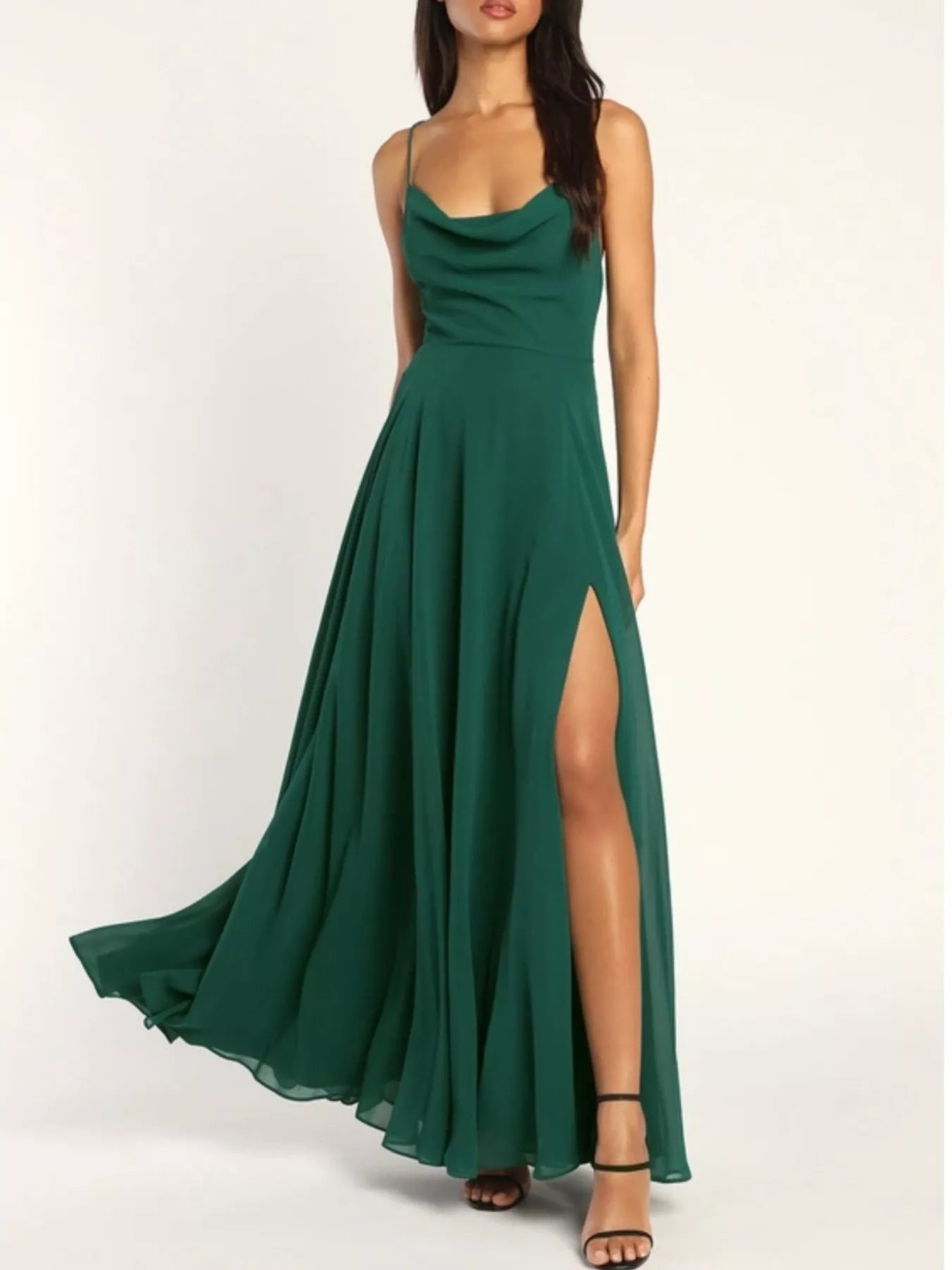 Slit Cowl Neck Maxi Dress-Nordavory