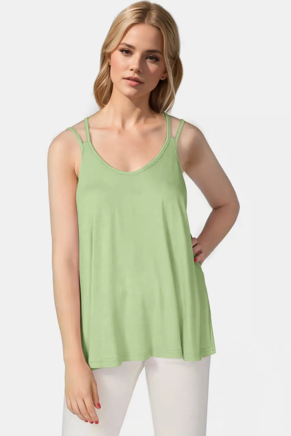 Basic Bae Bamboo Scoop Neck Double Spaghetti Straps Cami-Nordavory