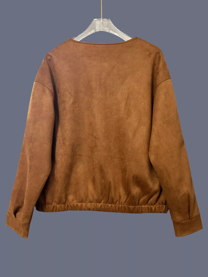 Zip Up Dropped Shoulder Jacket-Nordavory
