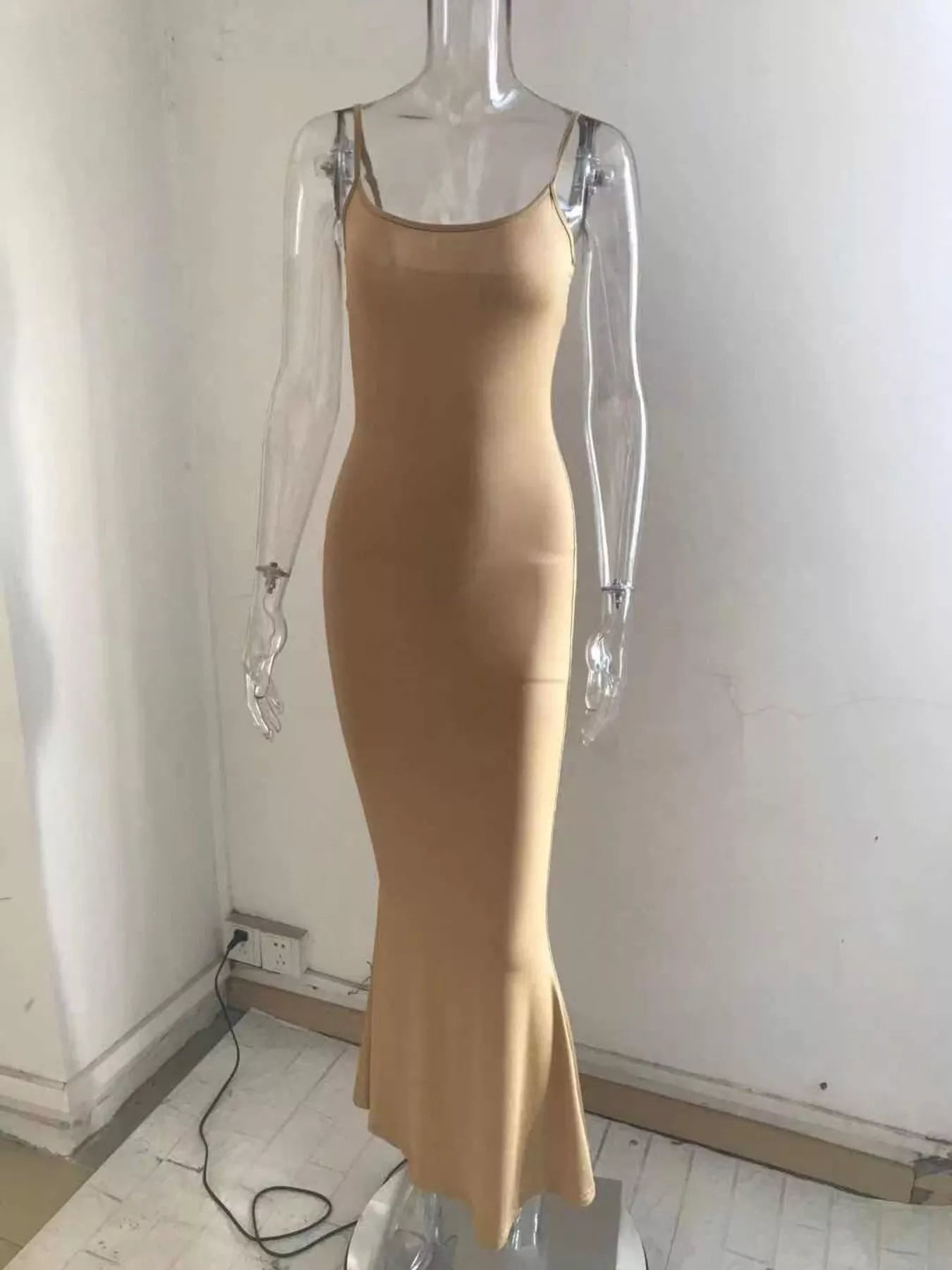 Spaghetti Strap Bodycon Maxi Dress-Nordavory