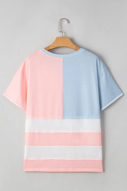 Patriotic Star Color Block T-Shirt-Nordavory