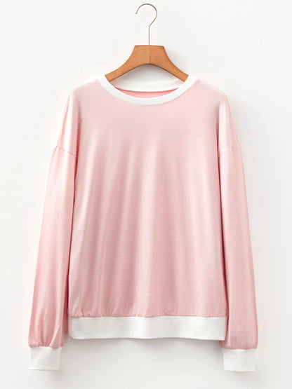 Stripe Contrast Edge Patchwork Long Sleeve Top-Nordavory