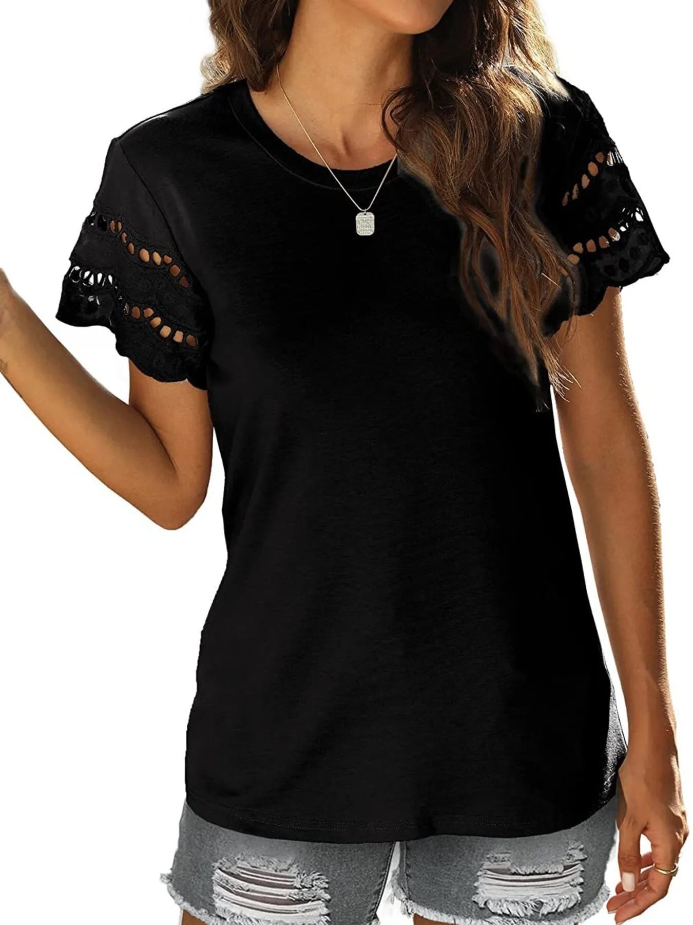 Round Neck Short Sleeve Casual T-Shirt-Nordavory