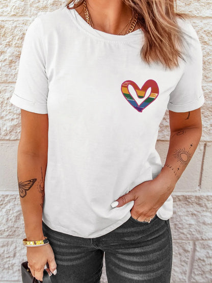 Letter Round Neck Short Sleeve T-Shirt-Nordavory