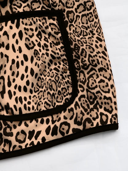 Perfee Leopard Open Front Long Sleeve Jacket-Nordavory