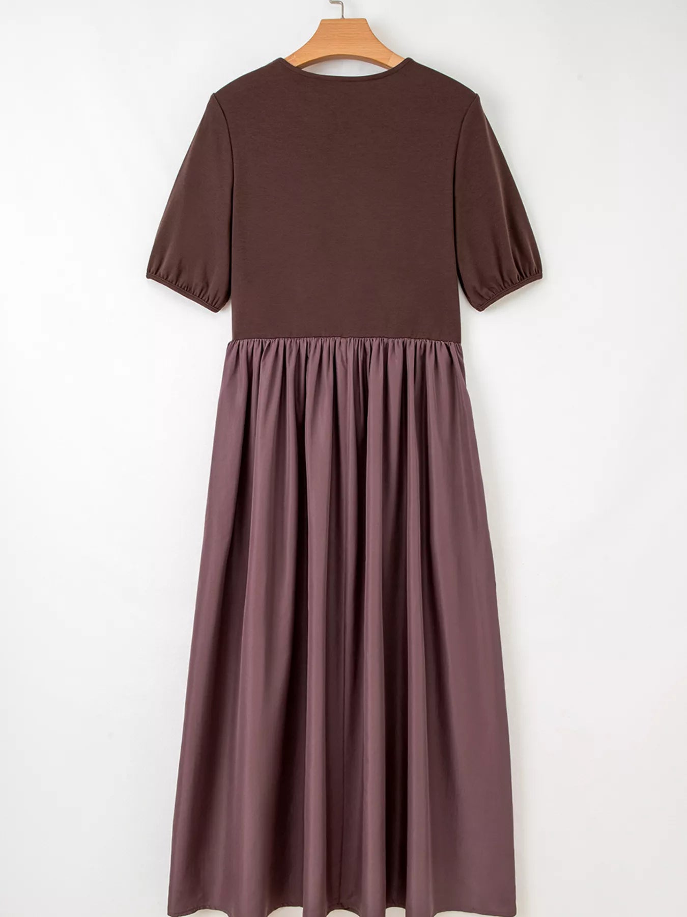 Short Sleeve Knit Top Patchwork Pleated Dress-Nordavory