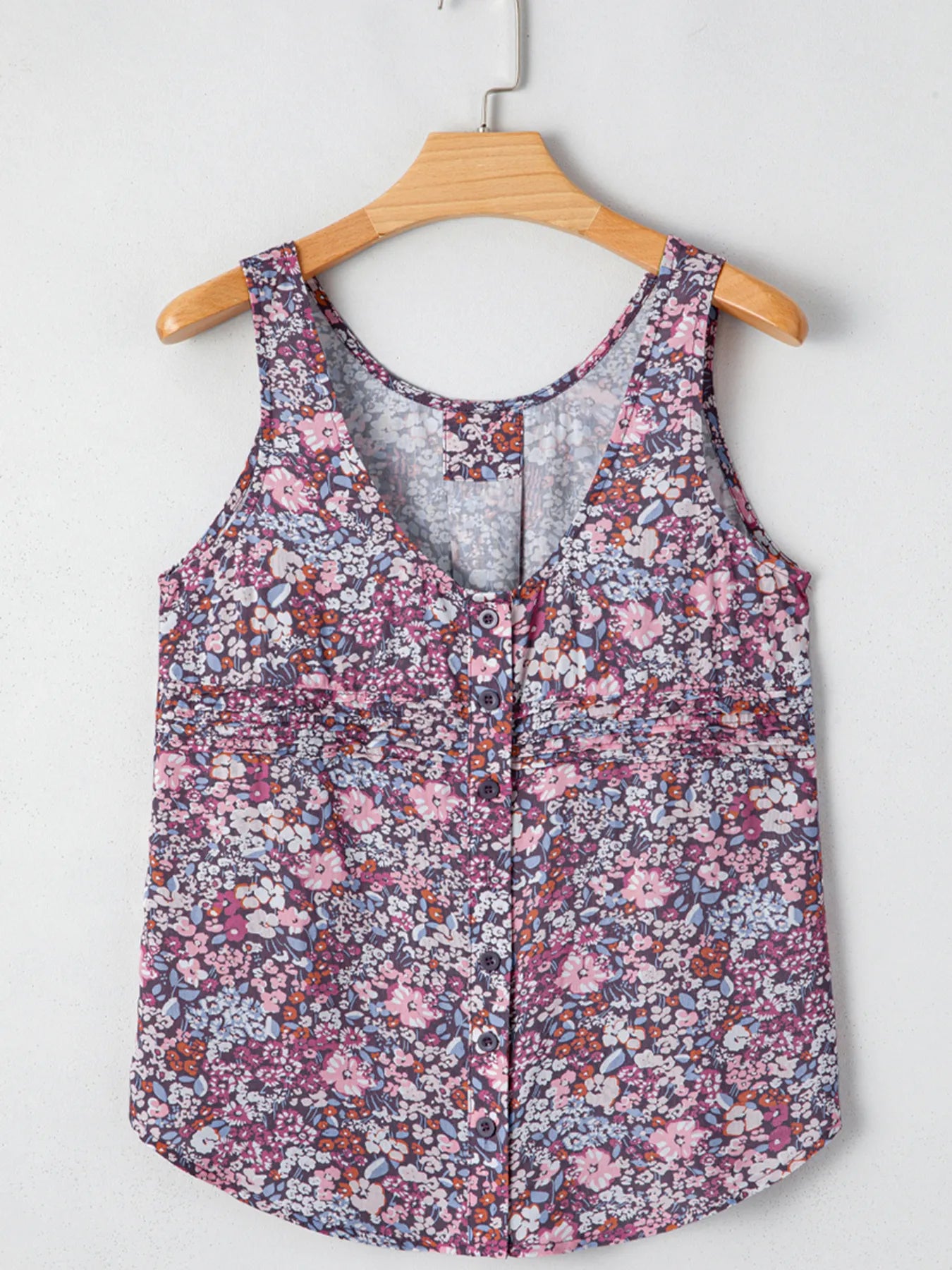 Floral Print Button Front Tank Top-Nordavory