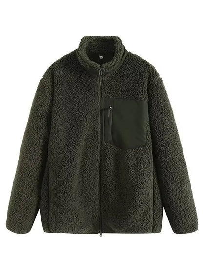 Zip Up Long Sleeve Plush Jacket-Nordavory