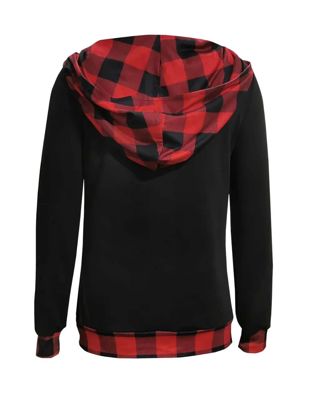 Plaid Long Sleeve Hooded Blouse-Nordavory