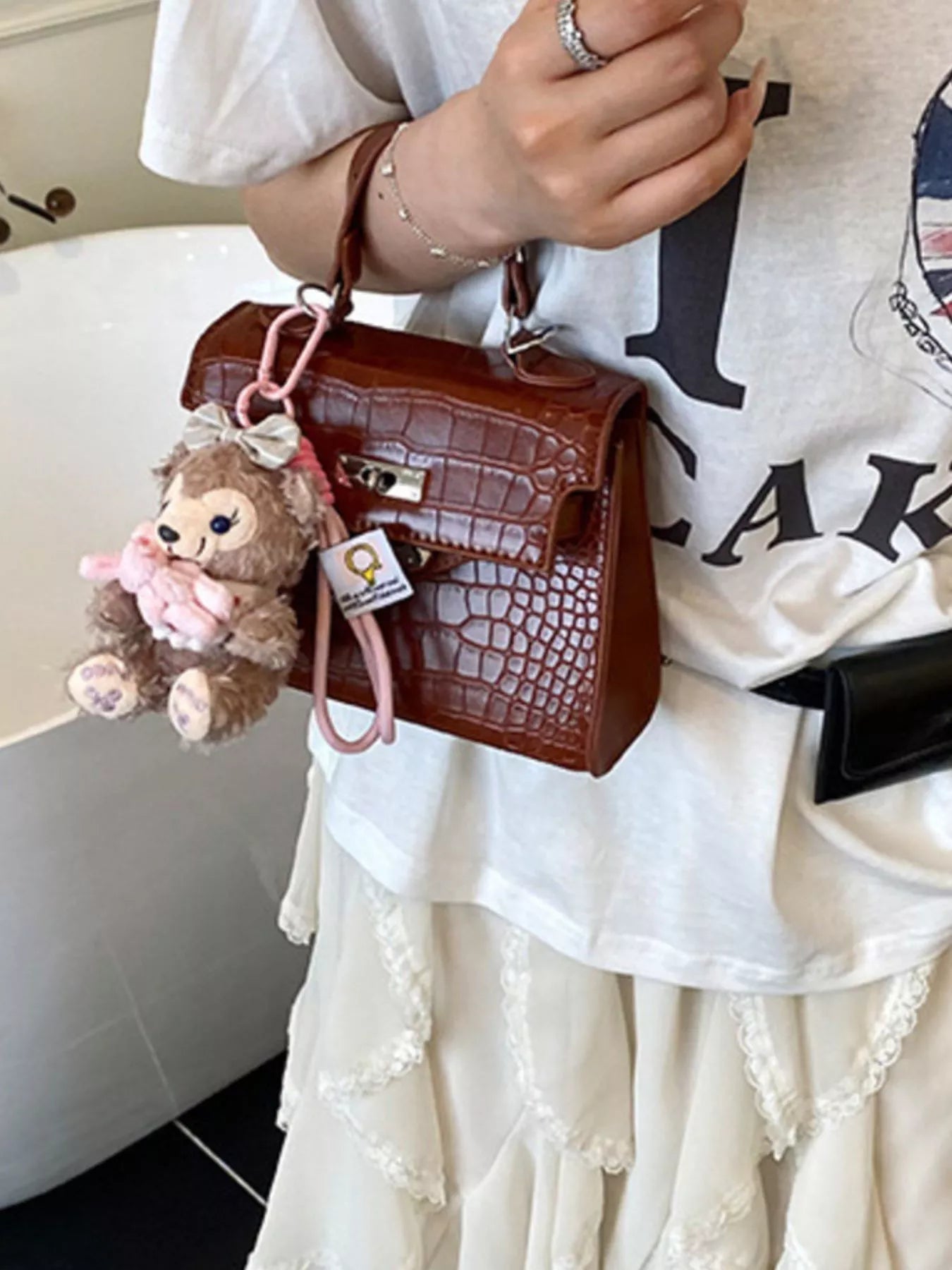 Crocodile-Embossed Handbag – image 2