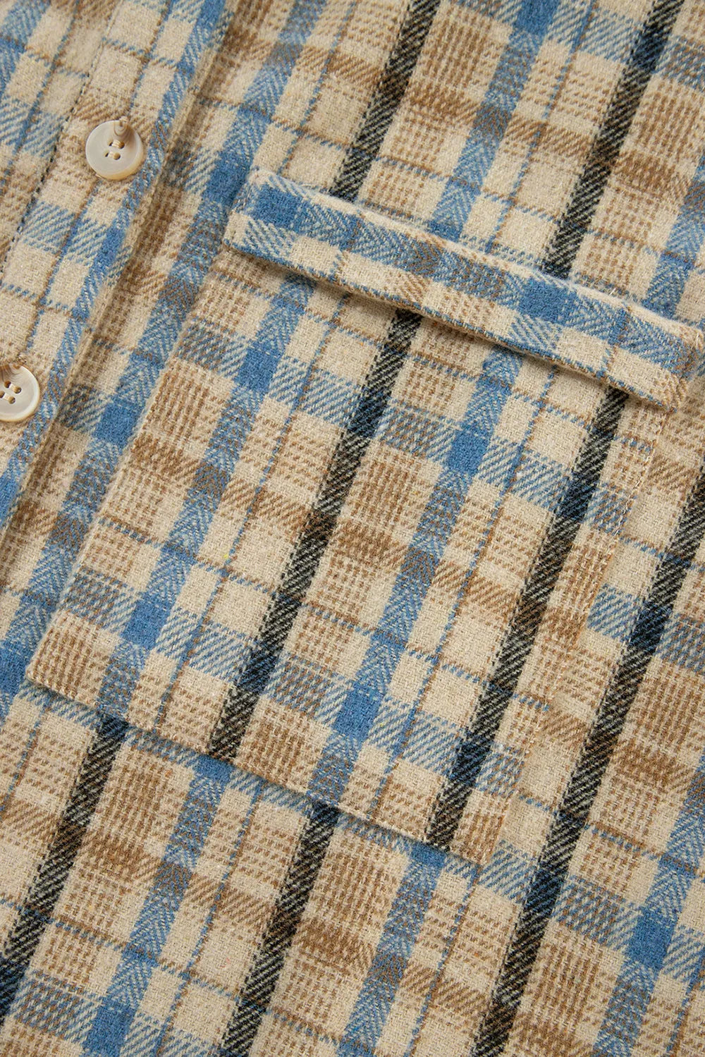 Drawstring Waffle Knit Patchwork Hooded Plaid Shacket-Nordavory