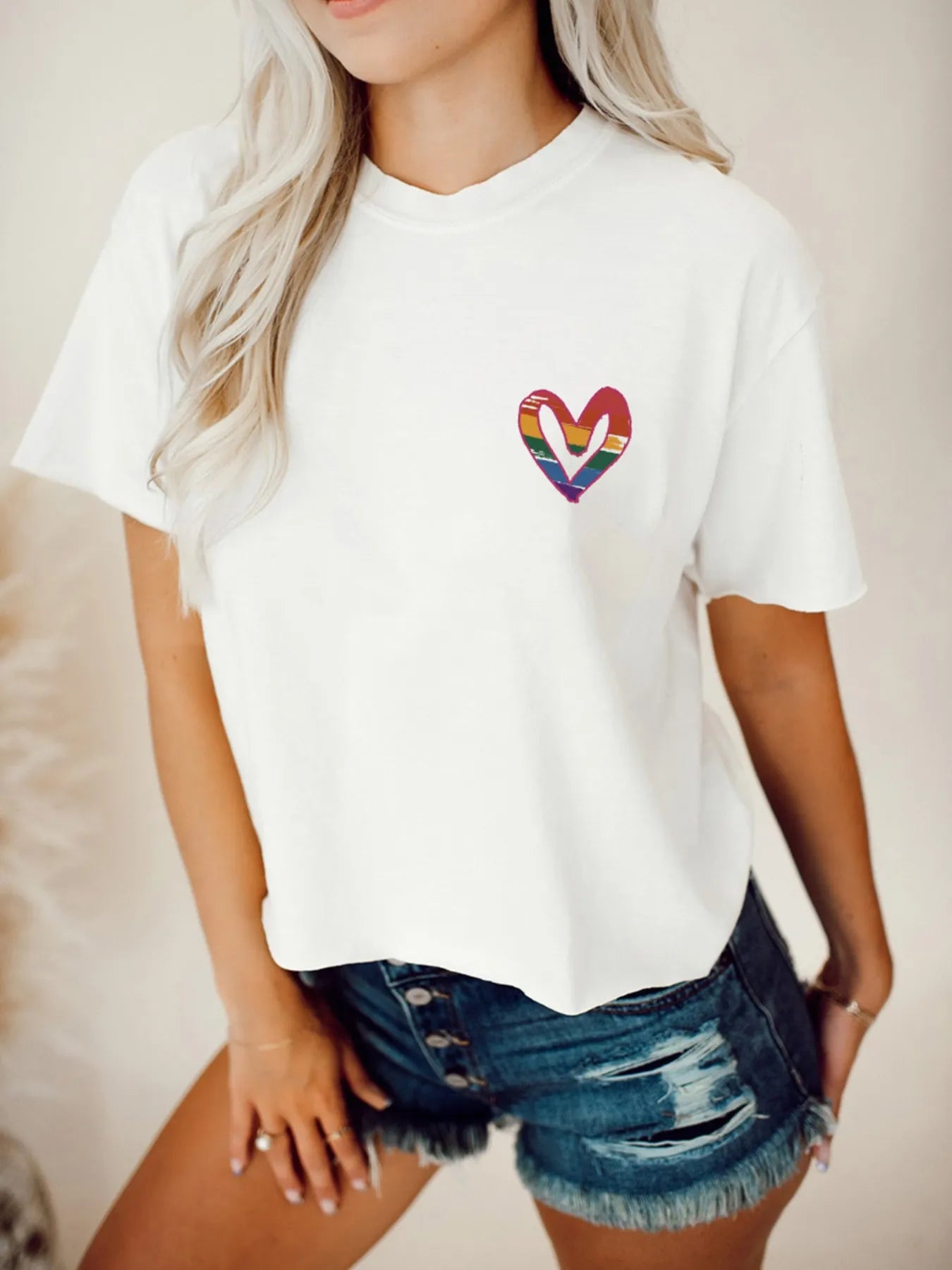 Letter Round Neck Short Sleeve T-Shirt-Nordavory