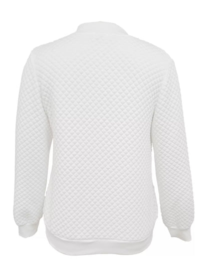 Textured Zip Up Long Sleeve Jacket-Nordavory