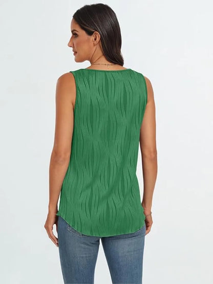 Round Neck Wide Strap Tank-Nordavory