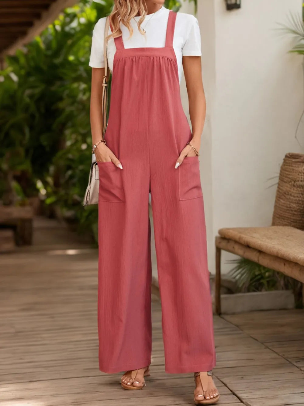Perfee Square Neck Wide Strap Overalls-Nordavory