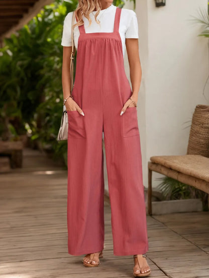 Perfee Square Neck Wide Strap Overalls-Nordavory