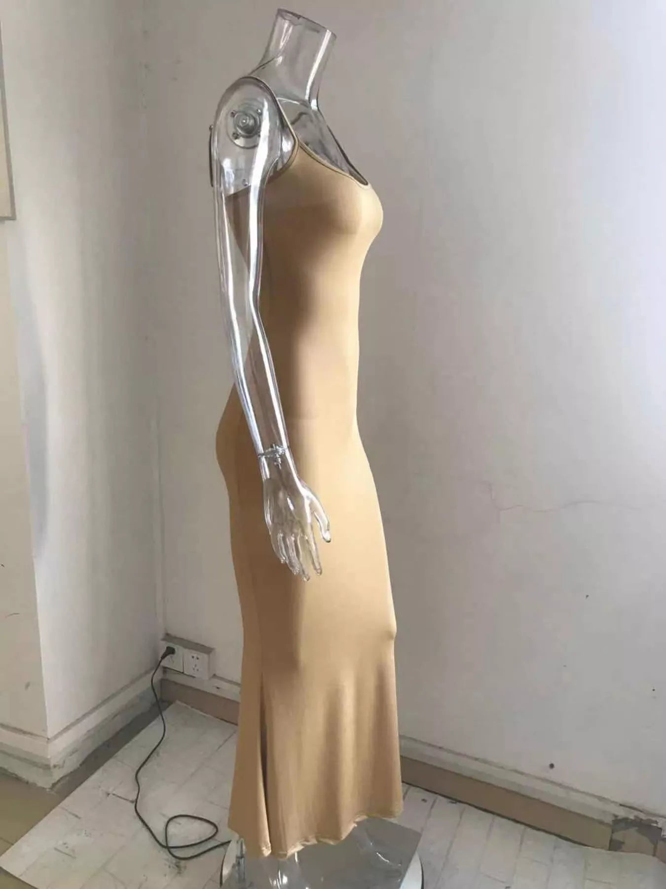 Spaghetti Strap Bodycon Maxi Dress-Nordavory