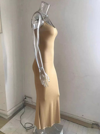 Spaghetti Strap Bodycon Maxi Dress-Nordavory