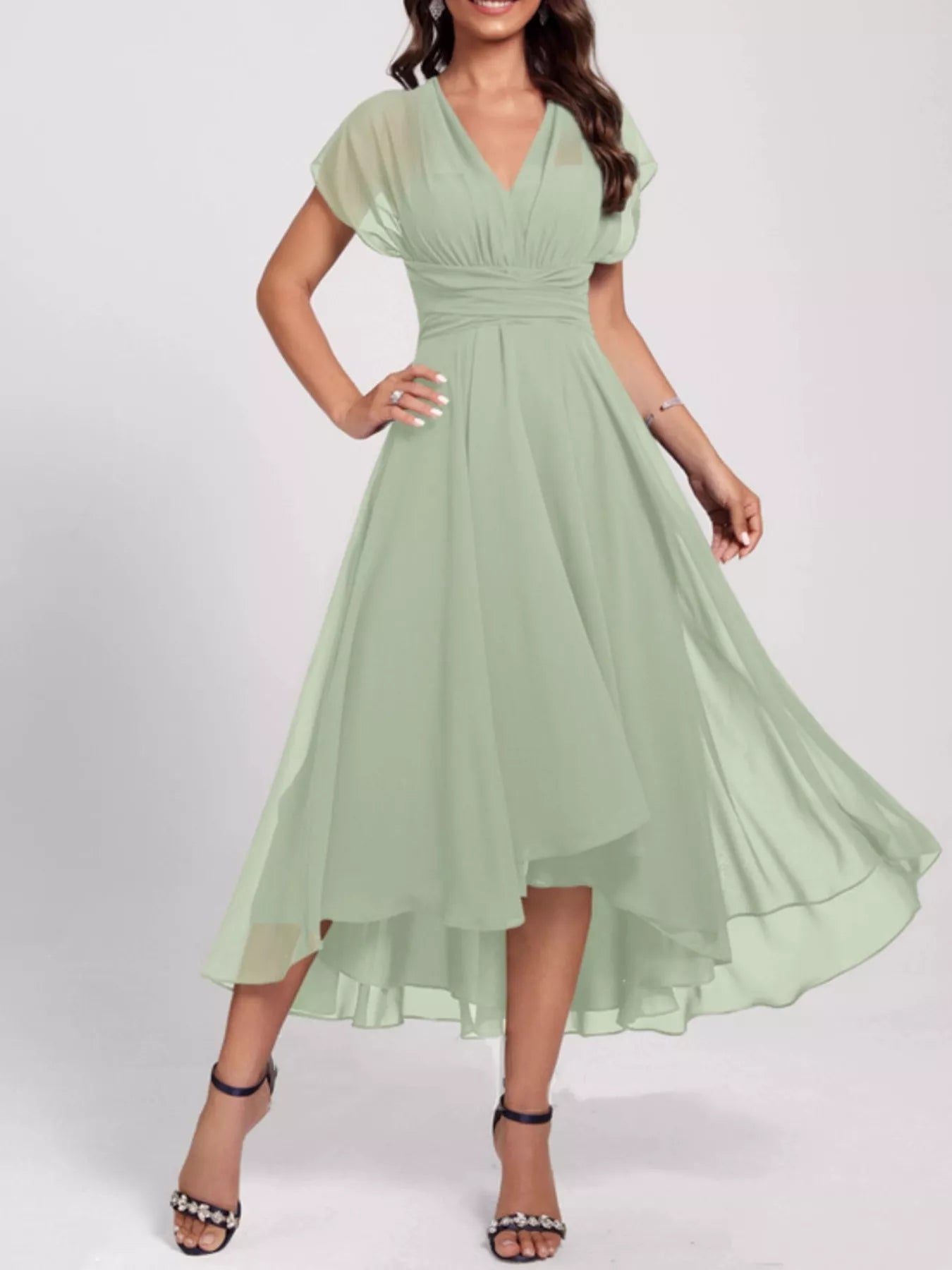 Ruched A-Line Midi Dress-Nordavory