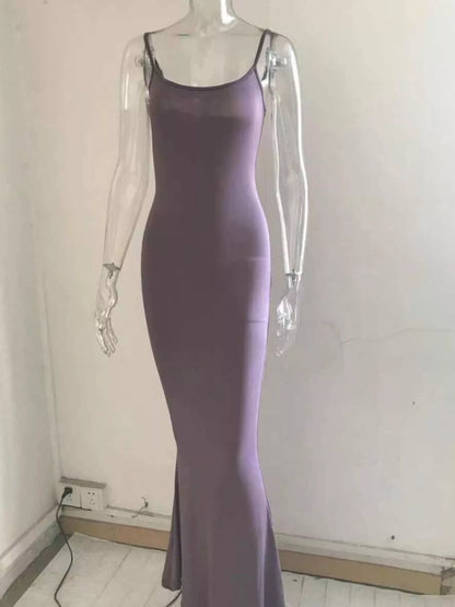Spaghetti Strap Bodycon Maxi Dress-Nordavory