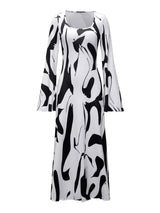 Abstract Print Long Sleeve Maxi Dress - Nordavory