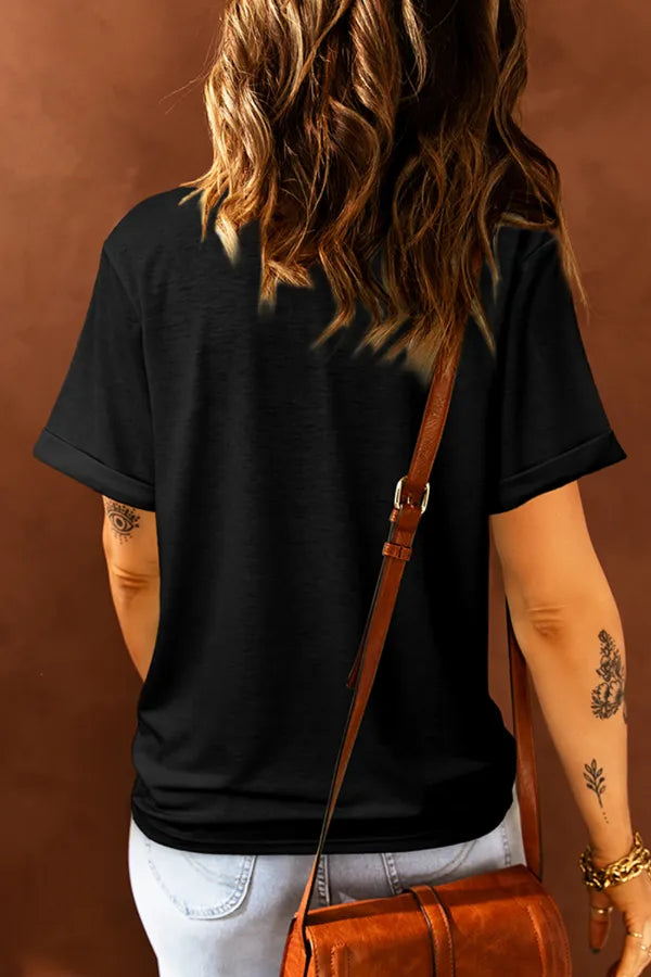 Bull Head Embroidered Round Neck T Shirt-Nordavory