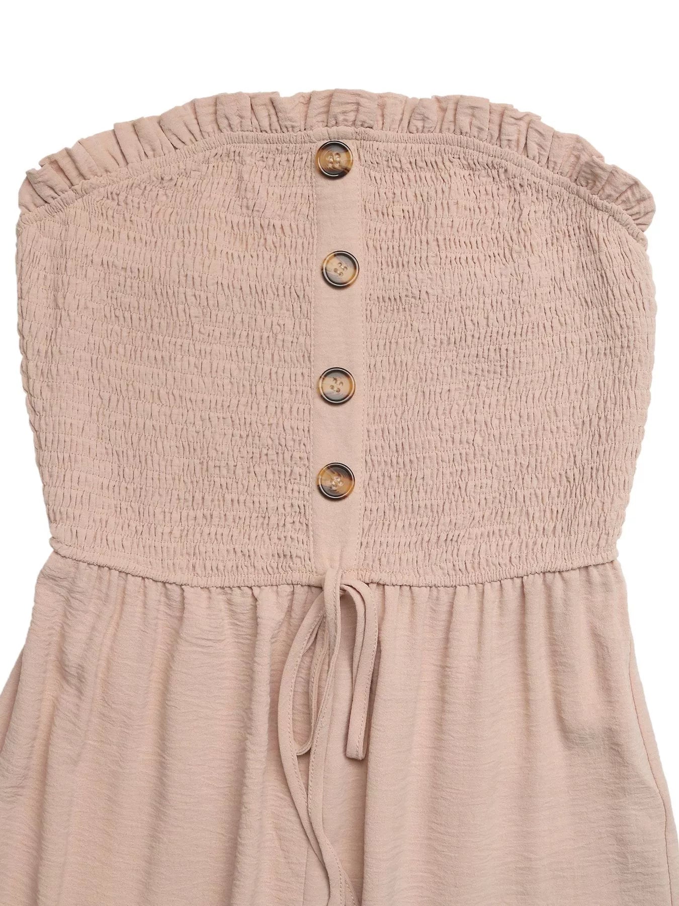 Smocked Tube Top Wide Leg Jumpsuit-Nordavory