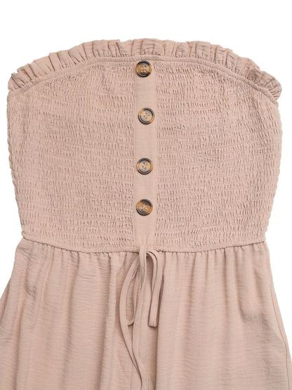Smocked Tube Top Wide Leg Jumpsuit-Nordavory