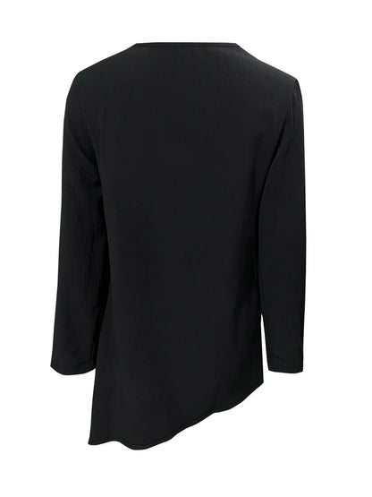 Asymmetrical Neck Long Sleeve Blouse-Nordavory